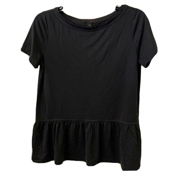 Banana Republic Tops - Banana Republic Womens Black Solid Flutter Hem Short Sleeve Blouse Size XS